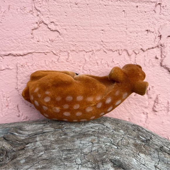 Vintage Flocked Deer Fawn Doe Christmas Hong Kong - Picture 6 of 8